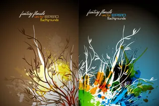 树枝竖纹墨迹矢量素材