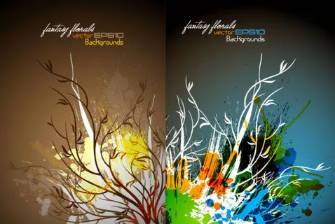 树枝竖纹墨迹矢量素材 树枝竖纹墨迹矢量素材