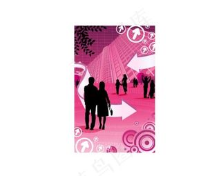 红色背景人物剪影图