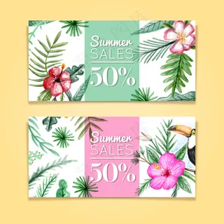 火烈鸟展板海报卡片邀请函背景矢量素...