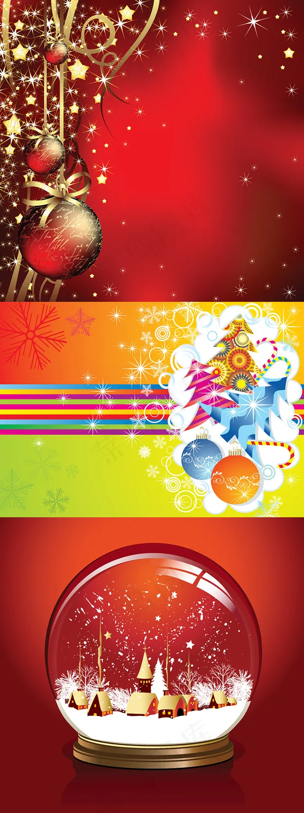3个美丽的圣诞节矢量素材eps,ai矢量模版下载