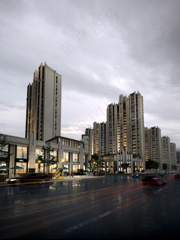 中海大连项目 高层沿街透视