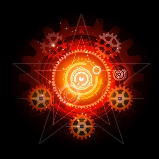 绚丽的五角星齿轮矢量素材ai矢量模版下载