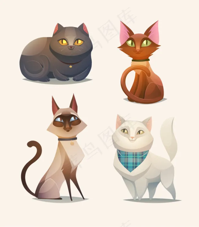 卡通猫咪设计eps,ai矢量模版下载