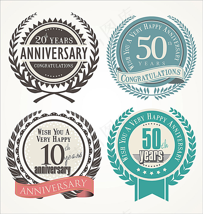 矢量结婚周年庆徽章