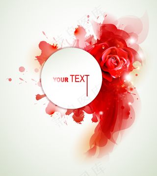 漂亮红色玫瑰花炫彩时尚背景模板