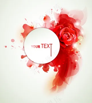 漂亮红色玫瑰花炫彩时尚背景模板