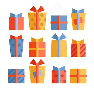 12款彩色扁平礼盒矢量素材