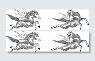 马 奔跑的马 线图 图