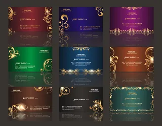 精美花纹名片卡片设计模板矢量素材