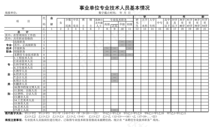 事业单位技术人员基本情况表