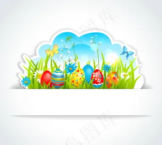 复活节自然风景横幅矢量素材