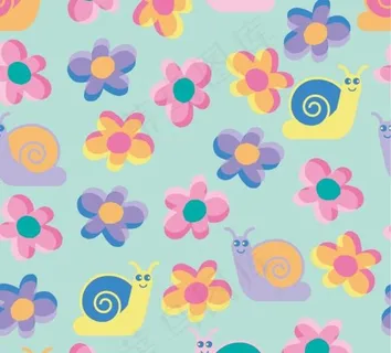可爱的坩埚牛鲜花连续背景矢量素材