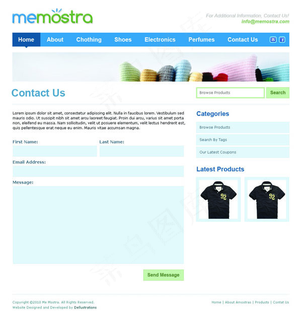 清爽的衣服专卖网站模板——psd分...