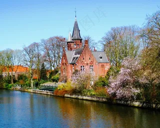 欧美建筑湖边小屋图片素材下载