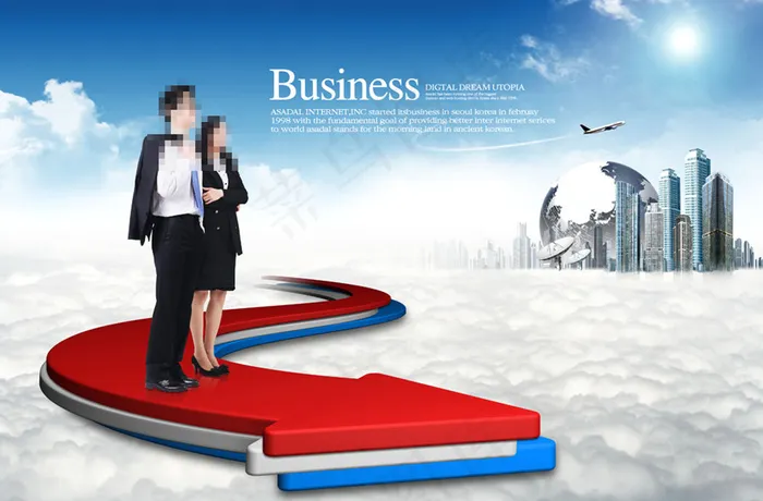 商务人士与箭头图片(5000X3286(DPI:300))psd模版下载