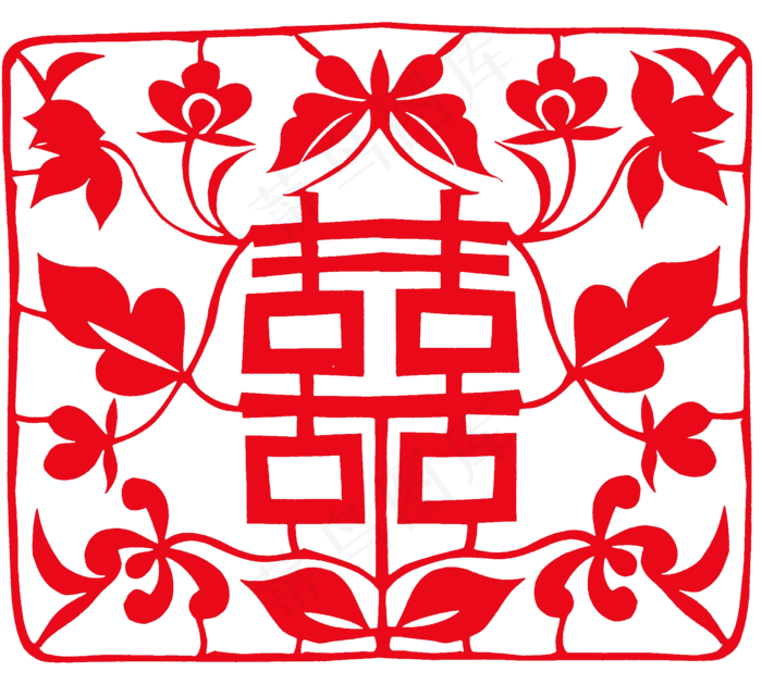 喜字剪纸婚礼婚庆艺术字新年喜字剪纸psd模版下载