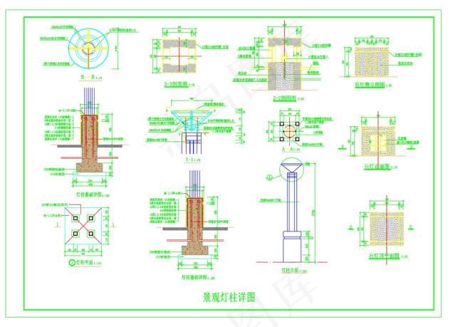 景观灯柱详图cad图纸