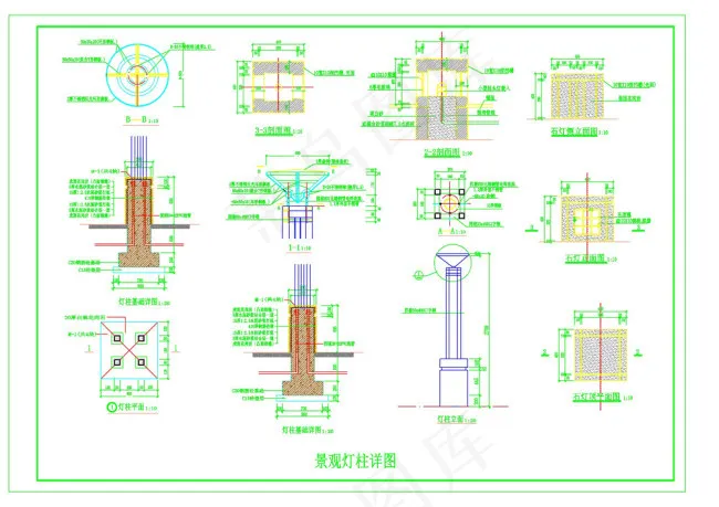 景观灯柱详图cad图纸
