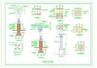 景观灯柱详图cad图纸