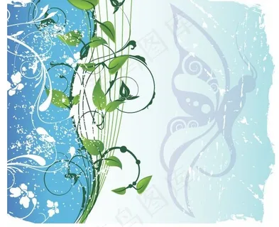 一款怀旧风格藤蔓植物花纹矢量素材