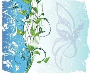 一款怀旧风格藤蔓植物花纹矢量素材