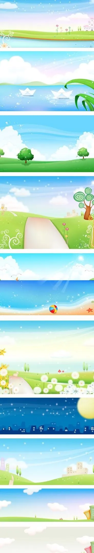 韩国矢量风景素材的春季和夏季的风景ai矢量模版下载