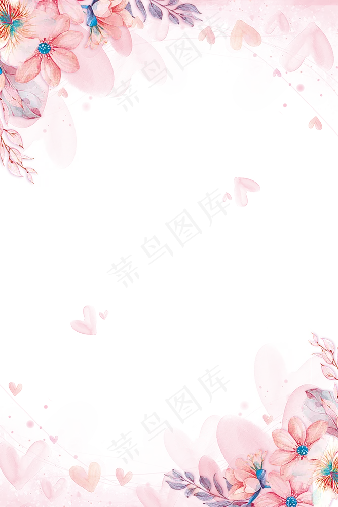 粉红主题花朵花瓣边框