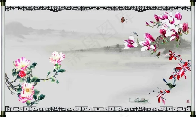 水墨山水背景psd下载psd模版下载