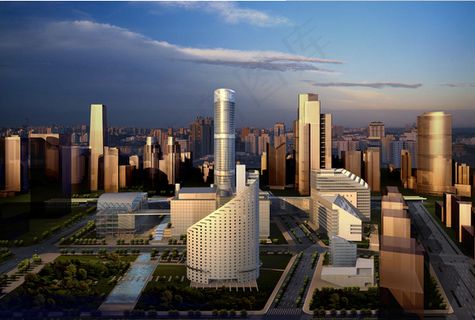 城市高楼大厦鸟瞰效果