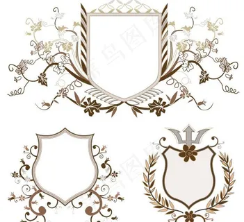 欧式盾牌花纹矢量素材图片