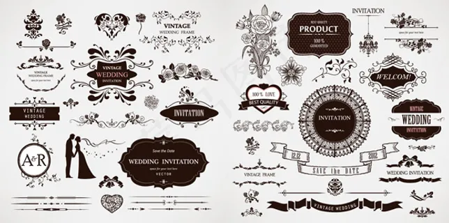 婚礼装饰花纹矢量