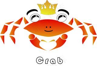 戴王冠的螃蟹矢量图