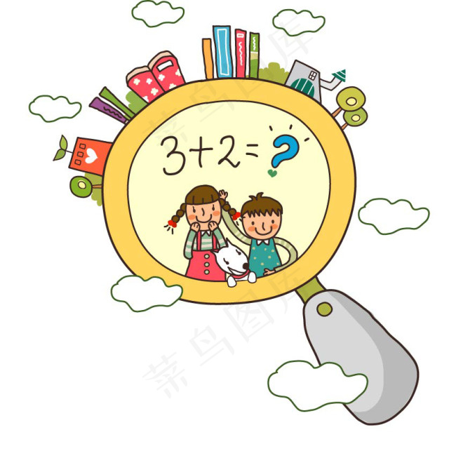放大镜里的孩子ai矢量模版下载