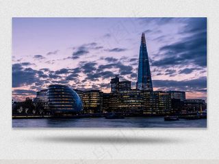 伦敦碎片大厦河流塔桥延时摄影