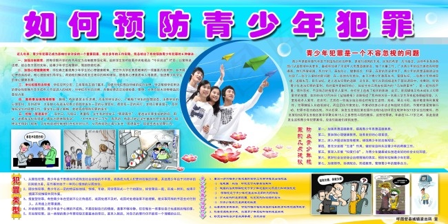 如何预防青少年犯罪 宣传展板(6803X3402(DPI:72))psd模版下载