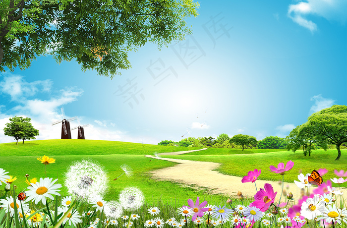 春天郊游海报素材 春季美丽风景图片