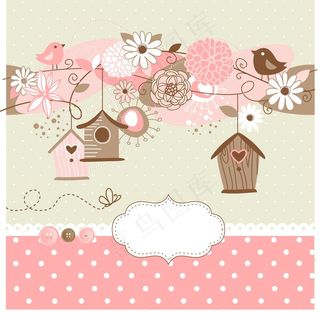 随着春天的美丽背景鸟屋