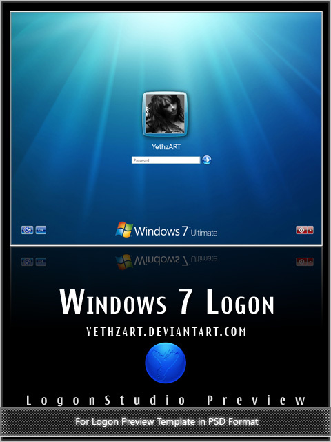 windows 7 风格登录界面P...psd模版下载