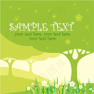 卡通线稿树矢量素材二