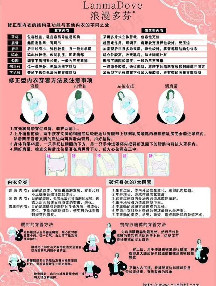 内衣试穿图 穿衣指南 文胸正确穿戴...cdr矢量模版下载