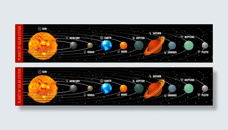 天文太阳系九大行星矢量效果图eps,ai矢量模版下载