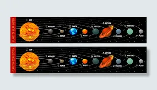 天文太阳系九大行星矢量效果图
