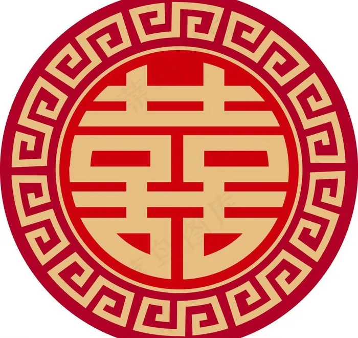 喜喜字传统花边古代花图片ai矢量模版下载