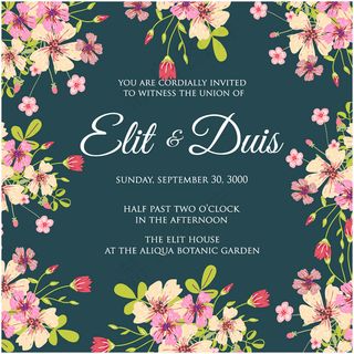 灰色背景花朵婚礼邀请卡图片