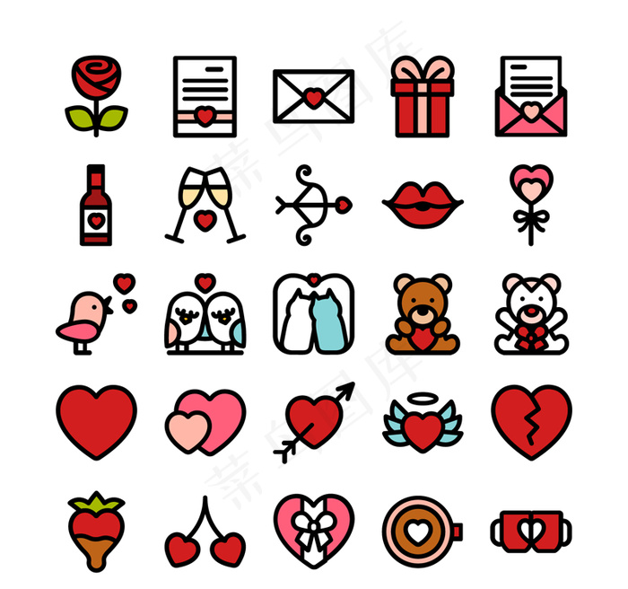 25款精致情人节图标矢量图