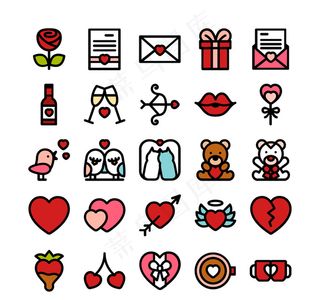 25款精致情人节图标矢量图
