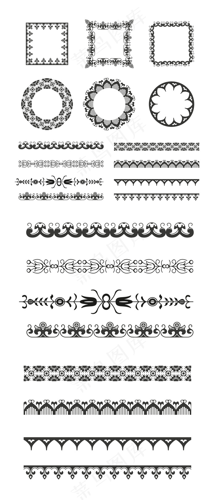 欧式多款黑色边框底纹矢量素材eps,ai矢量模版下载