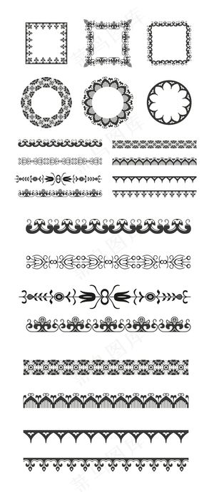 欧式多款黑色边框底纹矢量素材