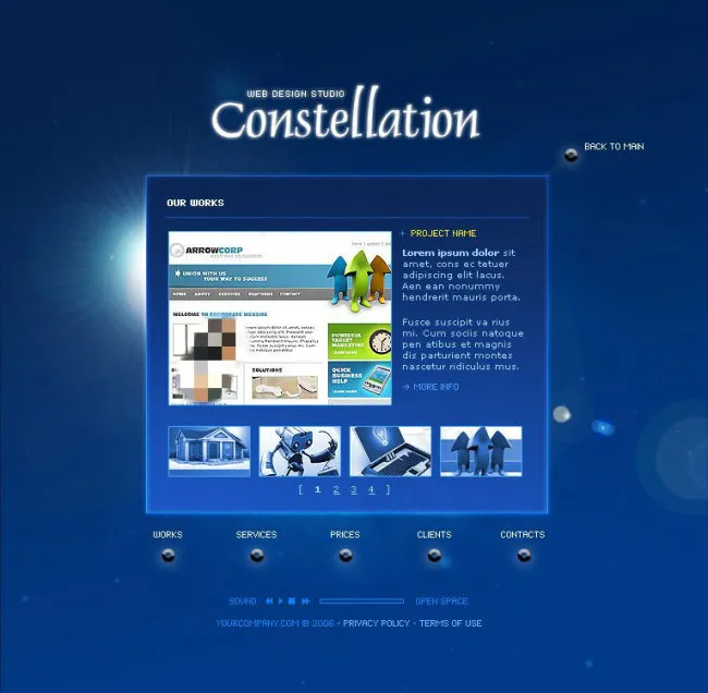 经典蓝色网页psd模板psd模版下载